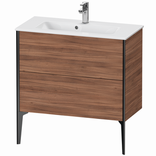 DU WTU bodenst. XViu 594x810x390mm 2 Ausz.schwarz matt/Nussb. natur ES Ahorn