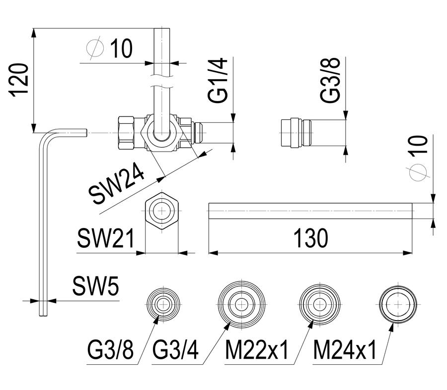 Artikelbild 2 des Artikels „Schlösser Probenahmeventil-Set 8134 Messing, Rohre Edelstahl mit Adapter Messing“