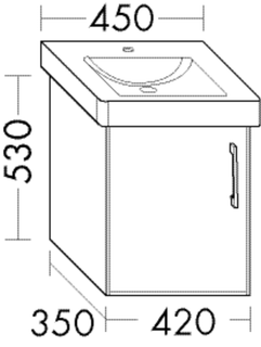Burgbad Osera Waschtisch-Unterschrank 42x35x53cm, Tür rechts, dunkelgrau matt