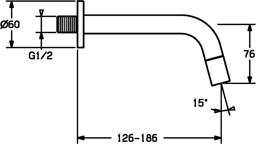Artikelbild 3 des Artikels „Hansa WT-Wandauslaufv. HANSANOVA Style Ausladung 186mm, kürzbar, chrom Ausladung 186 mm, kürzbar | chrom“