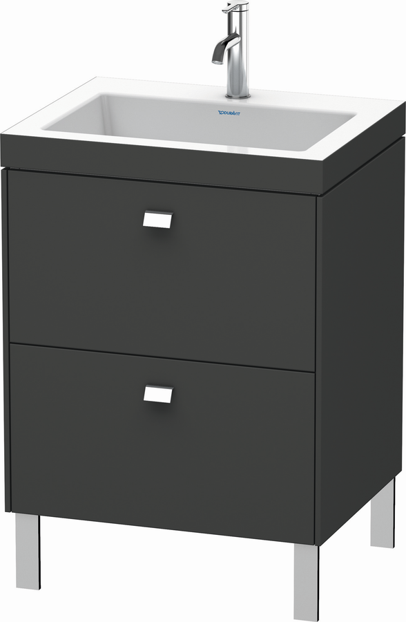 Artikelbild 1 des Artikels „Duravit Waschtischunterschrankset Brioso 60x48cm, chr/Beton matt, ohne Hahnloch 60 x 48 cm | chrom/Betongrau matt“