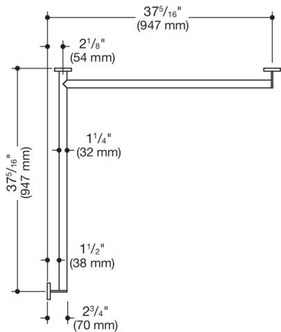 Artikelbild 3 des Artikels „HEWI Duschhdl.,d:32, re, W1/W2=947mm, chrom “
