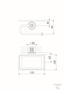 Steinberg Papierhalter Serie 550 oval, halboffen, Wandmodell, matt black