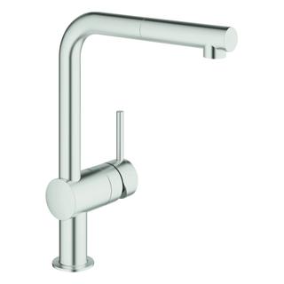GROHE Spültisch-Einhebelmischer Minta 1/2", L-Ausl., herausz. Mouss., superst.