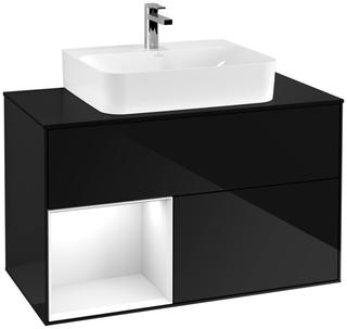 V&B Waschtisch-Unterschrank Finion 100, Pl w m, Rg l g wh. Lac, glo bla Lac