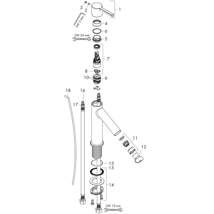Artikelbild 3 des Artikels „hansgrohe WT-EHM 100 Axor Starck A 103mm, m HG, ZugstAblGar, ED Edelstahl Finish“