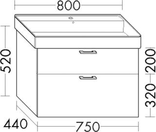 Burgbad Waschtischunterschrank Diago 75x52x44cm, 1 L/1 AZ, dunkelgr. Ultram.