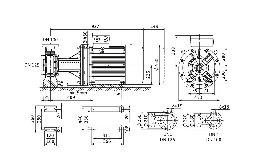 Artikelbild 4 des Artikels „Wilo Trockenläufer-Blockpumpe CronoBloc BL 100/180-45/2, 45 kW, 2-polig BL 100/180-45/2, 45 kW“