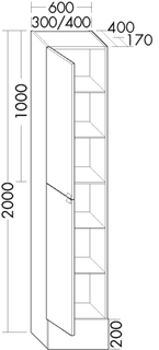 BB Hochschrank (HSMI040) rc40System, 170x400x2000, PG2