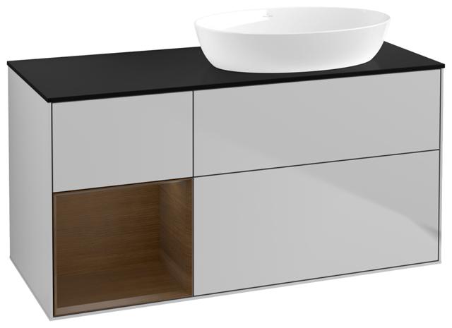 Artikelbild 1 des Artikels „V&B WT-Unterschrank Wandbel. Finion 120cm, Pl bla m, Reg wal ven, lig Gr m Regal Walnut Veneer | light grey matt“