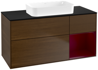 V&B Waschtisch-Unterschrank Finion 120x60 cm, Reg re Peony, Walnut veneer