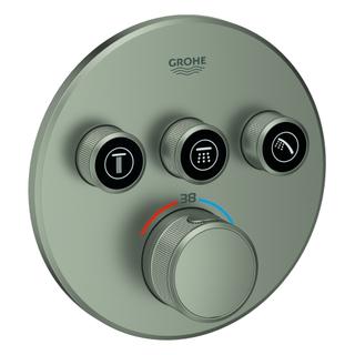 GROHE Fertigset Grohtherm Smartcontrol UP-THM, 3 Absp.ventil, rund, satin steel