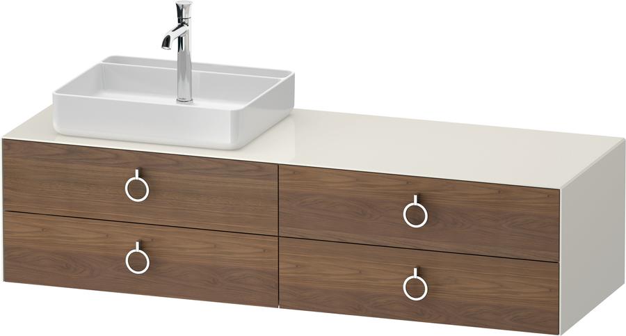 Artikelbild 1 des Artikels „Duravit WT-Unterschrank White Tulip 160x55cm, B L, US N no w g, E bs/o Be amerikanischer Nussbaum massiv/nordic weiß Hochglanz | Eiche beidseitig/ohne Innenbeleuchtung“