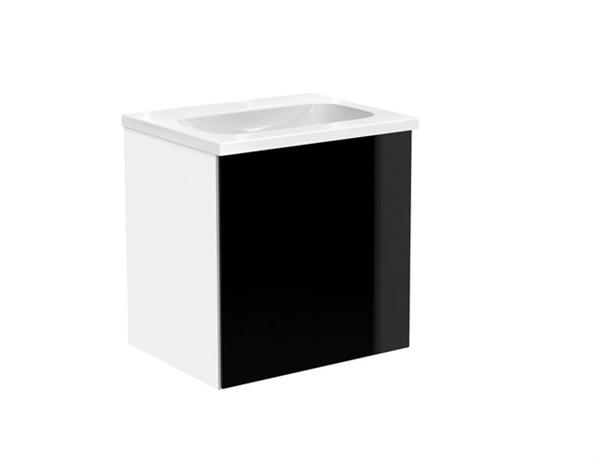 Artikelbild 1 des Artikels „HEWI Waschtisch-Unterschrank M40 400x400x313mm, 1 T, re, Glasfr. schwarz Glasfront schwarz“