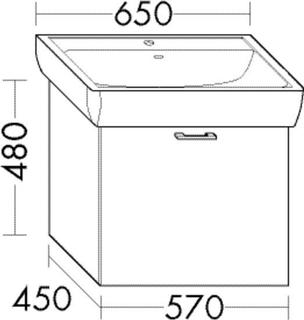 Burgbad Waschtischunterschrank Diago 57x48x45cm, 1 Ausz., Tr. RAL-Farbe Matt