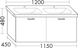 Burgbad Waschtischunterschrank Diago 115x48x45cm, 2 Auszüge, Weiß Ultramatt
