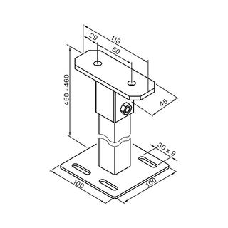 Zehnder Fußkonsole FMORV 45-S3 z Bo-mont, m va Bo.abs. m. 460mm, we.
