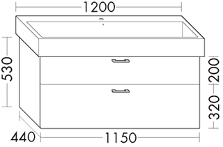 Burgbad Waschtischunterschrank sys30 115x53x44cm, Echo, 1 Schublade/Auszug
