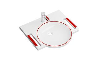 HEWI Mineralguss-Waschtischset 950 60x55cm, m HL, ohne Überlauf, senfgelb