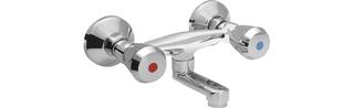 ASW Wand-Spültisch-Zweigriff-Armatur DN 15, schw 100mm, MS vc, 3-St. Me vc