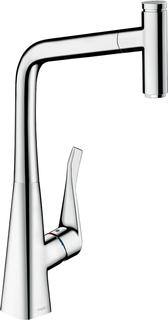 hansgrohe SPT 320 Metris Sel. M71 EcoSm. mit Ausziehauslauf, 1jet, sBox, chrom