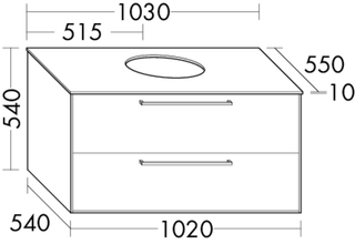 Burgbad Osera Waschtisch-Unterschrank 103x54x55cm, 2 AZ, Pl li-grau hgl, sa ma