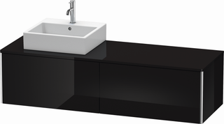 DU WTU XSquare, 2 Ausz, wandh, Becken li 400x1600x548mm,Schwarz hgl. ES Nussb li.