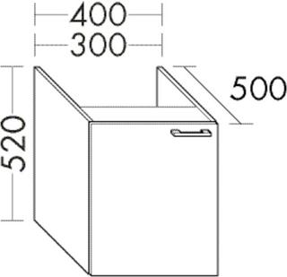 Burgbad Unterschrank Diago 30x52x50cm, re, Schwarz Hochglanz, 1 Tür