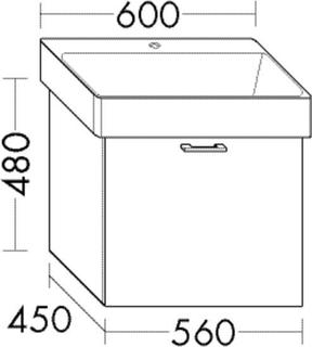 Burgbad Waschtischunterschrank Diago 56x48x45cm, 1 Auszug, Grau Ultramatt