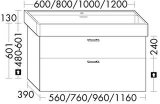 Burgbad Waschtischunterschrank sys30 76x60,1x39cm, Echo, 1 Schublade/Auszug