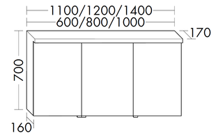 Burgbad Spiegelschrank Accura 110x70x17cm, L/R, la Um/Hg, m hor. LED