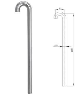 ASW Abgangsrohr 32x680mm, o Börd., ES vc, 180G, MS vc