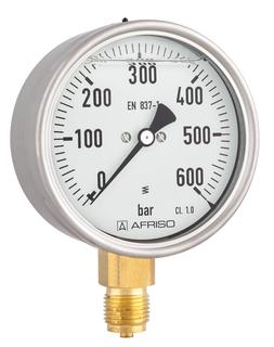 AFRISO Rohrfeder-Glyzerinmanometer RF100Gly 0/4bar G1/2B rad Kl.1,0 D801