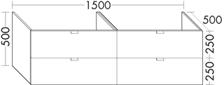 BB Waschtischunterschrank (WWSO150) rc40System, 500x1500x500, PG1