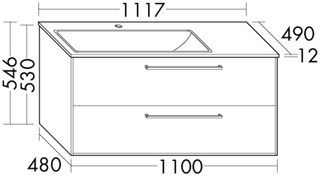 Burgbad Osera WT-Unterschrank-Set li-gr m, 111,7x49x54,2cm, 1 L/1 AZ, li