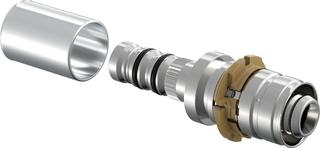 Uponor Press-System-Übergangskupplung 16 mm x 16 Polyfix, Messing verzinnt