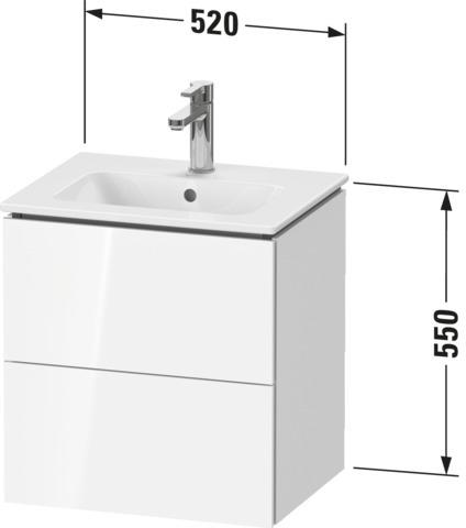 Artikelbild 4 des Artikels „Duravit WT-Unterschrank Compact L-Cube 52x42,1x55cm, 2 Schub., wandh, we. hgl weiß Hochglanz“