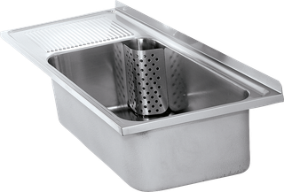 AR Mehrzweckbecken, SIRIUS, Edelstahl, 1100x357x550 mm, Tropfteil links