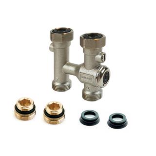 Flamco Zweirohr-Hahnblock AutoSar Eck li., VL links, 1/2" IG oder 3/4" AG