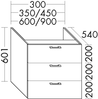 Burgbad Unterschrank sys30 45x60,1x54cm, Aqua, 3 Schubladen