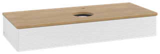 V&B WT-Unterschrank m F-Struktur Antao 120x19x50cm, HL, WBP hon. Oa, g wh. Lac