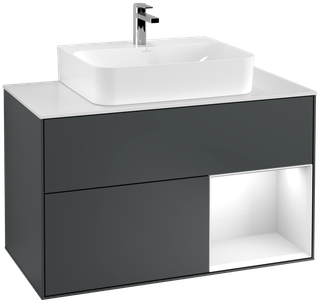 V&B Waschtisch-Unterschrank Finion 100, Pl w m, Rg r g w Lac, md bl. m Lac