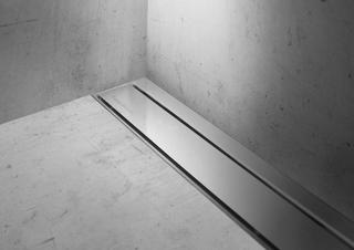 Duschrinne Modulo TAF WALL-Zero+ Fliesenstärke 7-18 mm, Edelstahl verchromt, Rahmen Edelstahl gebürstet