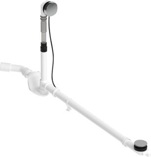 Duravit Ab-/Überlaufgarnitur Quadroval d= 5,2cm, Bowdenzuglänge 110cm, chrom