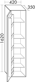Burgbad Osera Hochschrank 42x162x35cm, 1 T m Eint., li, sa hgl