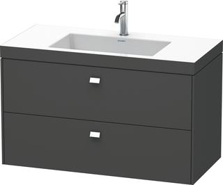 Duravit Waschtischunterschrankset Brioso 100x48cm, chrom/Graphit matt, 1 Hahnloch