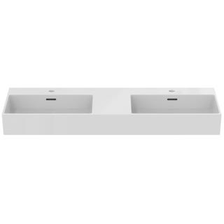 IS Doppel-Waschtisch Extra 120x45x15cm, m ÜL, geschli., 1 HL, weiß