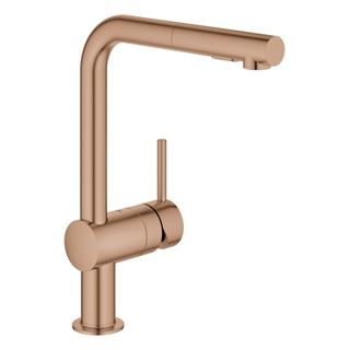 GROHE Spültisch-Einhebelmischer Minta 1/2", L-Ausl., ausz Dual-Br., w ss geb.
