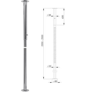 ASW Boden-Decke-Stange d 32mm, ES pol., höhenv. v 2350 - 2550mm
