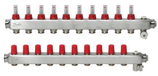 Danfoss Fußbodenheizungsverteiler SSM -10F, 10 Kreise, Edelstahl